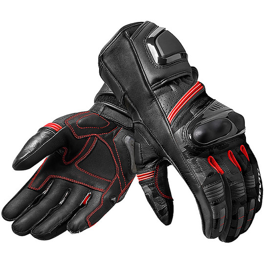 Motorcycle Leather Gloves Racing Rev'it LEAGUE Black Gray
