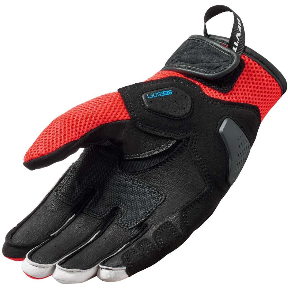 Motorcycle Leather Gloves Rev'it RITMO Black Neon Red