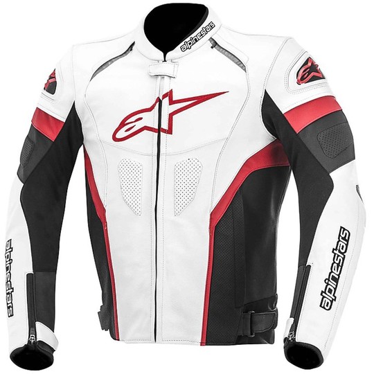 Motorcycle Leather Jacket Alpinestars GP PLUS LEATHER JACKET R Black White Red