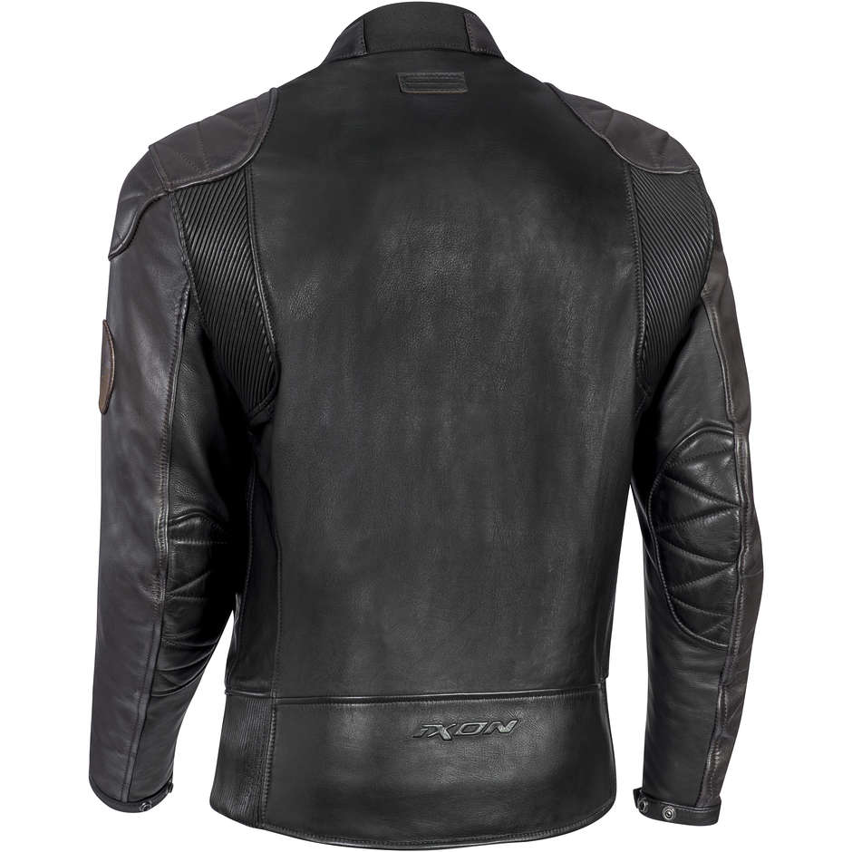 Motorcycle Leather Jacket Custom Ixon PIONEER Brown Black