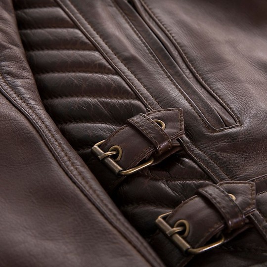 Motorcycle Leather Jacket Custom Overlap BARRY Brown