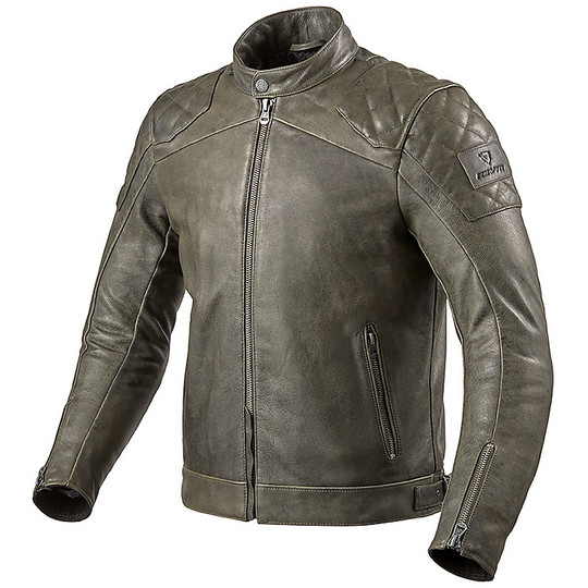 Motorcycle Leather Jacket Custom Rev'it CORDITE Olive