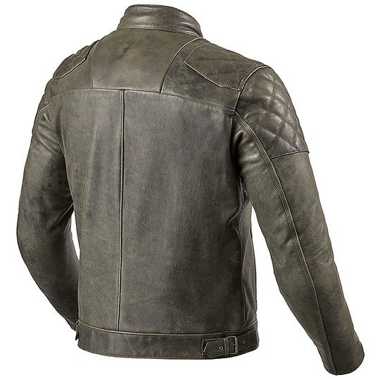 Motorcycle Leather Jacket Custom Rev'it CORDITE Olive