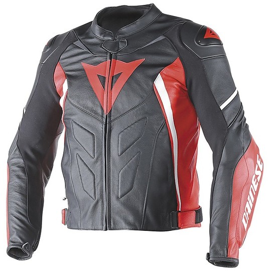 Motorcycle Leather Jacket Dainese Avro D1 Black / Red / White