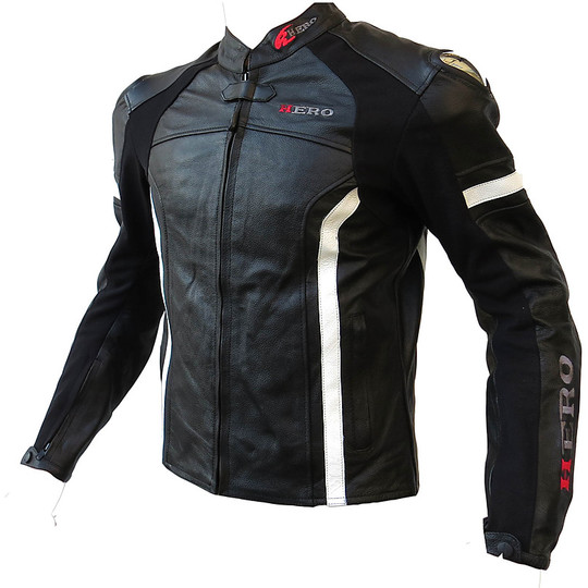 Motorcycle Leather Jacket Hero 100% Full Grain Very soft With Plates On The Shoulders