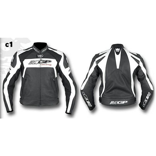 Motorcycle Leather Jacket in Mgp By Berik Model 202 Black / White