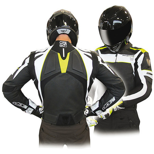Veste de moto en cuir Mgp par Berik Supersonik modèle noir / jaune