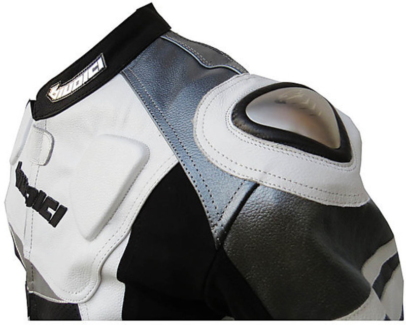 Motorcycle Leather Jacket Jacket Model Judges Gladiatory White Black With Titanium For Sale