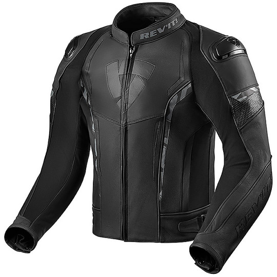 Motorcycle Leather Jacket Sport Rev'it GLIDE Black