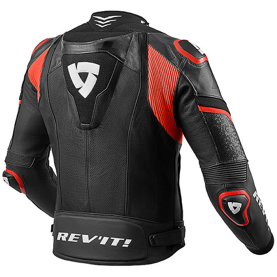 Motorcycle Leather Jacket Sport Rev'it HYPERSPEED PRO Black Red