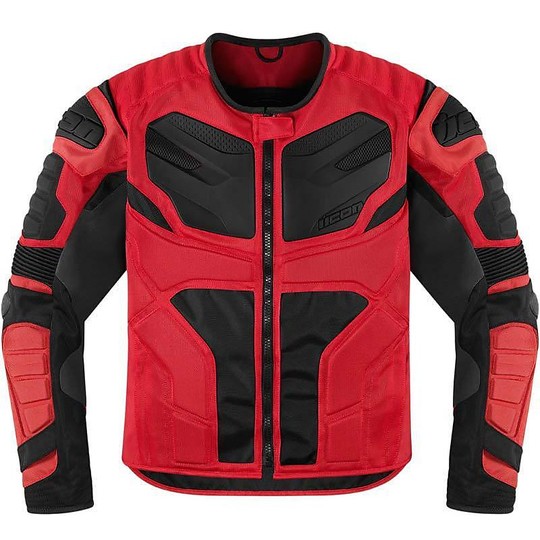 Motorcycle Leather Jacket Technical Icon Overlord Resistance Black Red
