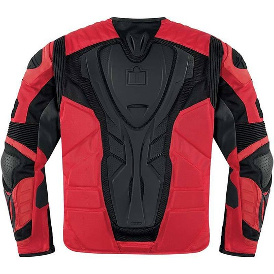 Motorcycle Leather Jacket Technical Icon Overlord Resistance Black Red