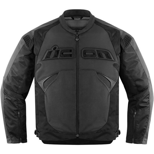 Motorcycle Leather Jacket Technical Icon Sanctuary Stealth Black