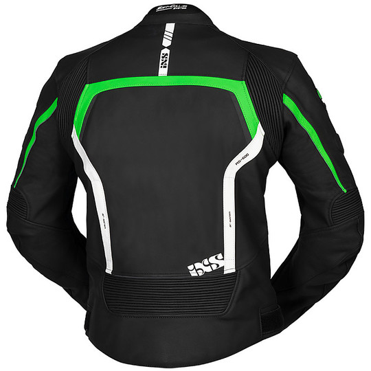 Motorcycle Leather Racing Ixs Sport LD RS-600 Jacket Black Green Fluo White