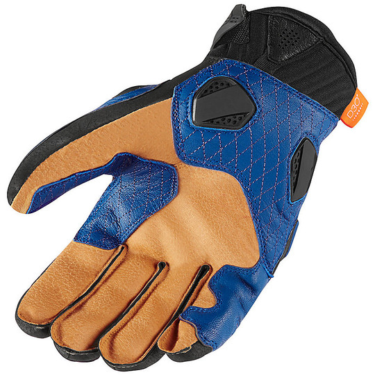 Motorcycle Leather Short Sports Gloves Icon HYPERSPORT Blue