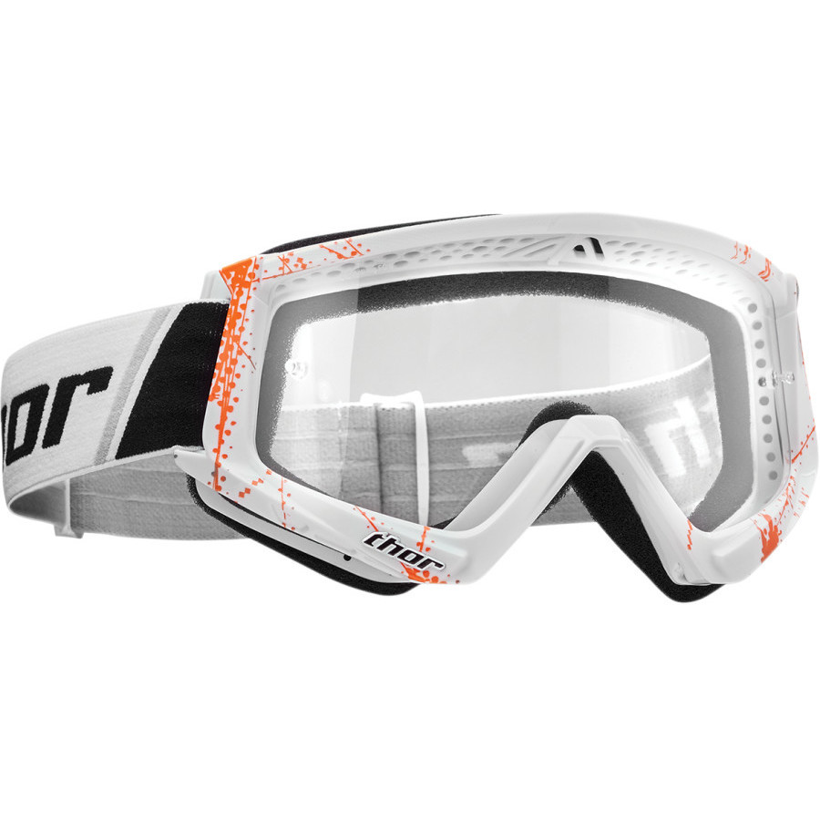 Motorcycle Mask Glasses Cross Enduro Thor Combat WEB White Orange
