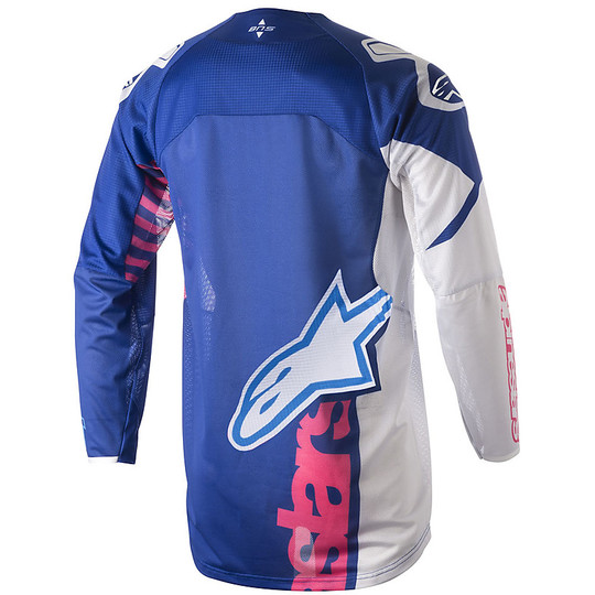 Motorcycle Mesh Cross Enduro Alpinestars Techstar Venom Blue / Pink Fluo / White