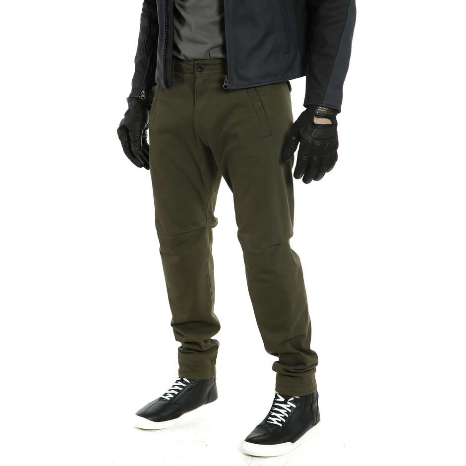 Motorcycle Pants in Dainese CHINOS Olive Green Fabric