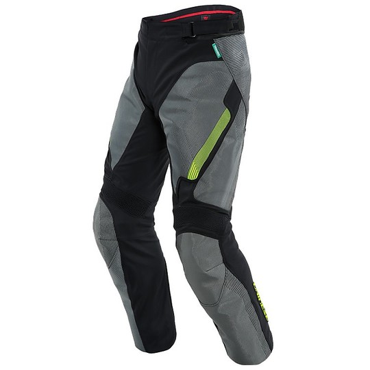 Motorcycle Pants In Dainese Fabric SOLARYS TEX Black Anthracite Yellow Fluo