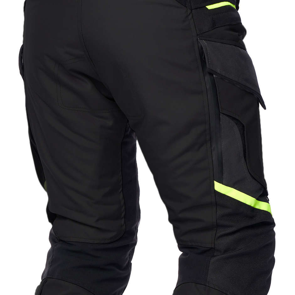 Motorcycle Pants In Fabric Spyke EQUATOR Dry tecno Pants Black Yellow Fluo