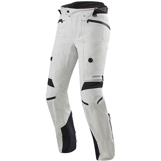 Motorcycle Pants in Fabric Touring Rev'it POSEIDON 2 GTX Shortened Silver Black