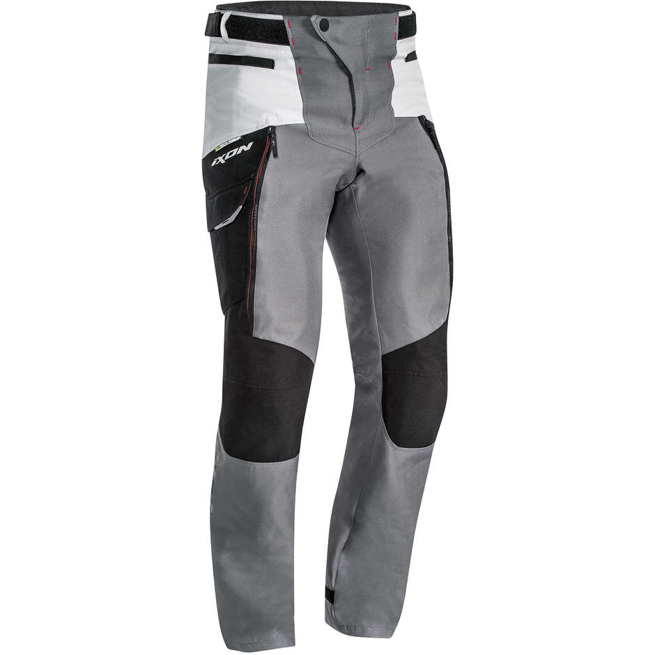 Motorcycle Pants In Ixon 2 in 1 Fabric Sicily Model Black Gray Red