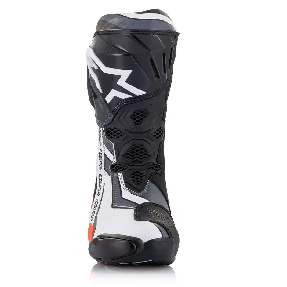 Motorcycle Racing Boots Alpinestars SUPERTECH R Black Red Fluo Gray