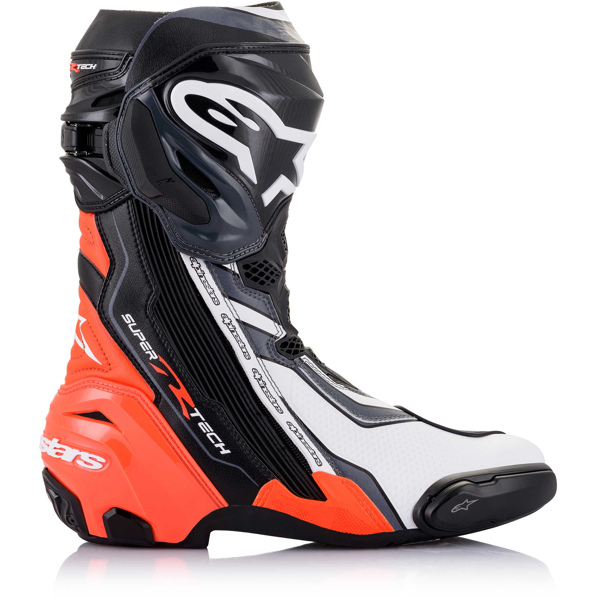 Motorcycle Racing Boots Alpinestars SUPERTECH R Black Red Fluo Gray For ...