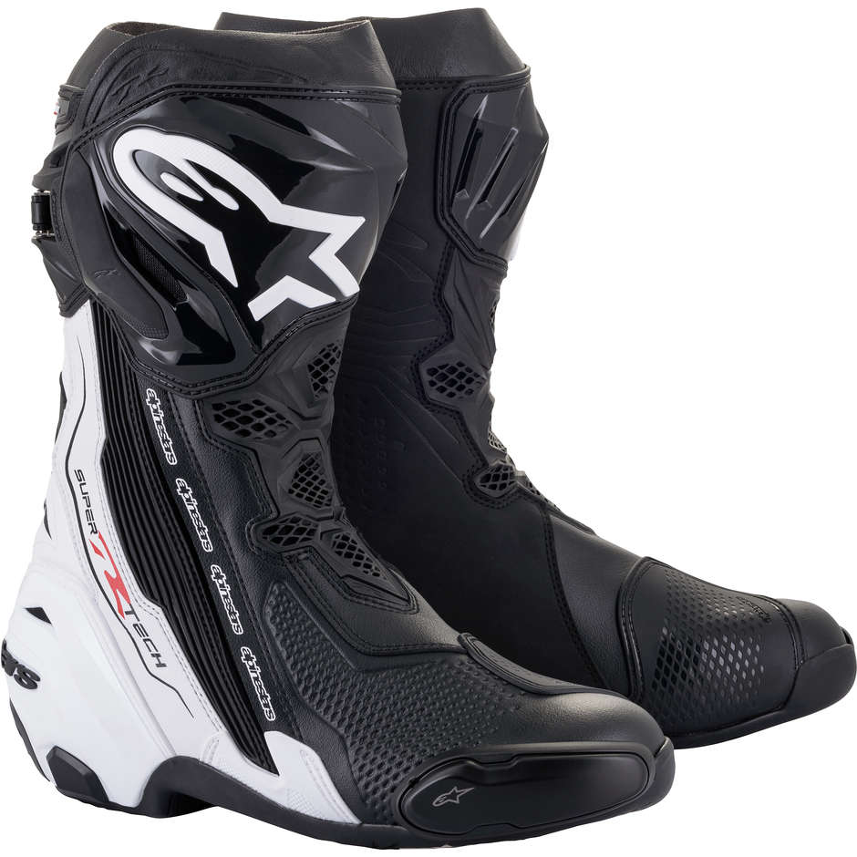 Motorcycle Racing Boots Alpinestars SUPERTECH R Black White