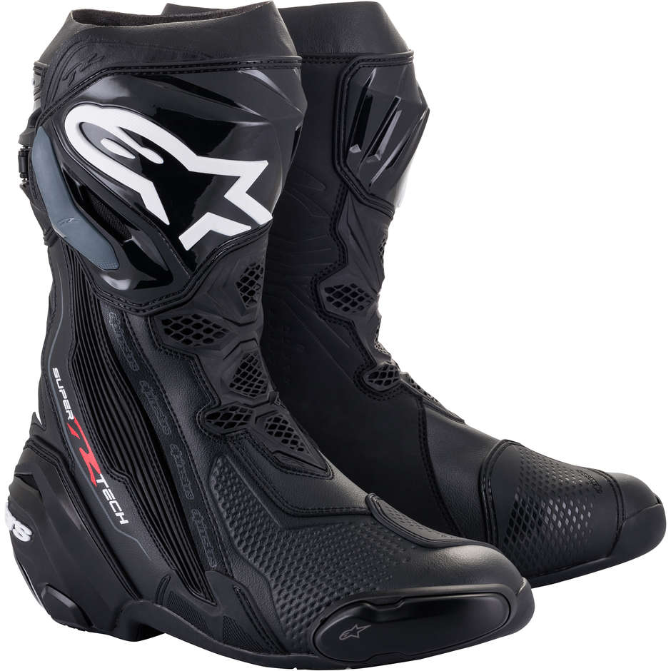 Motorcycle Racing Boots Alpinestars SUPERTECH R Black