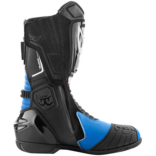 Motorcycle Racing Boots In Berik 2.0 Donigton Leather Black Blue Red