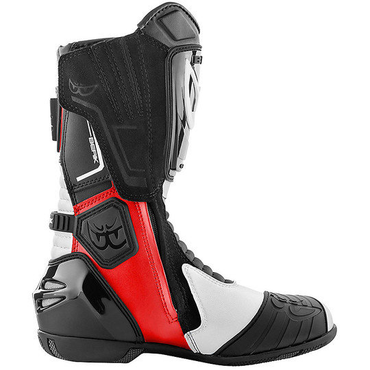 Motorcycle Racing Boots In Berik 2.0 Donigton Leather Black White Red
