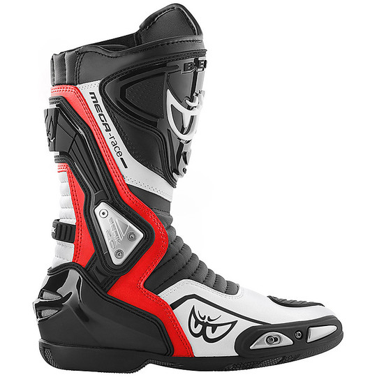 Motorcycle Racing Boots In Berik 2.0 Donigton Leather Black White Red