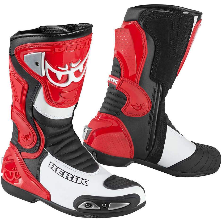 Motorcycle Racing Boots in Berik 2.0 LOSAIL Red Leather