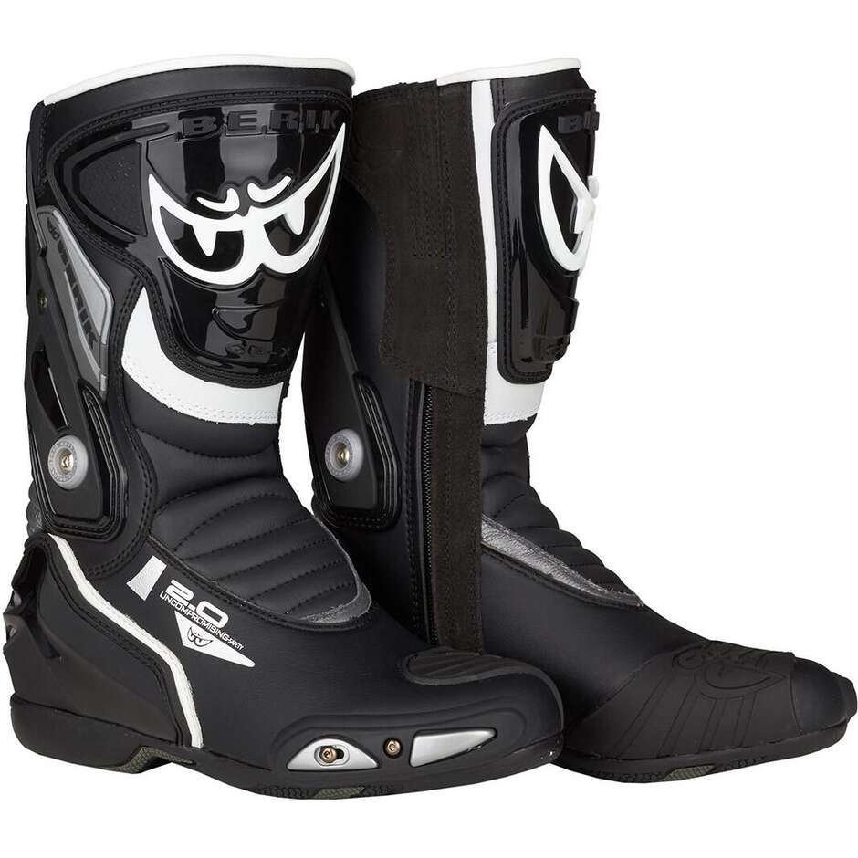 Motorcycle Racing Boots In Berik 2.0 SHAFT 2.0 Leather Black Gray White