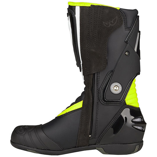 Motorcycle Racing Boots In Berik 2.0 SHAFT 2.0 Leather Black Yellow Fluo