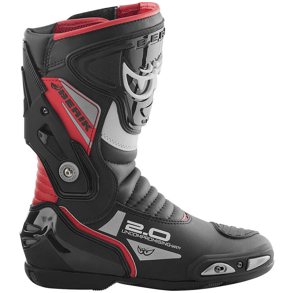 Motorcycle Racing Boots In Berik 2.0 SHAFT Leather Black Red