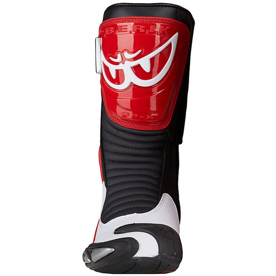 Motorcycle Racing Boots In Berik 2.0 X-Racing Leather White Red Black