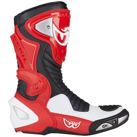 Motorcycle Racing Boots In Berik 2.0 X-Racing Leather White Red Black