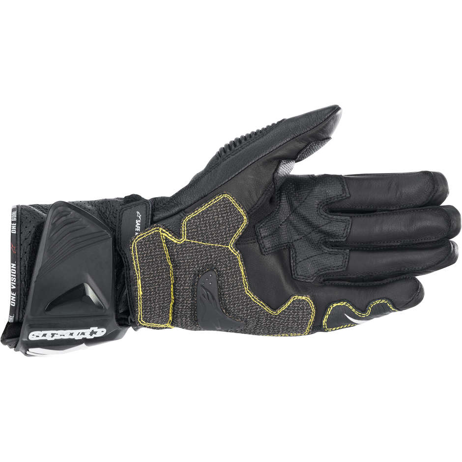 Motorcycle Racing Gloves in Alpinestars GP TECH V2 Black White Leather