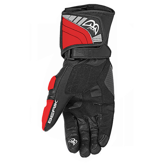 Motorcycle Racing Gloves In Berik 2.0 Leather 175102 Race White Red Certified