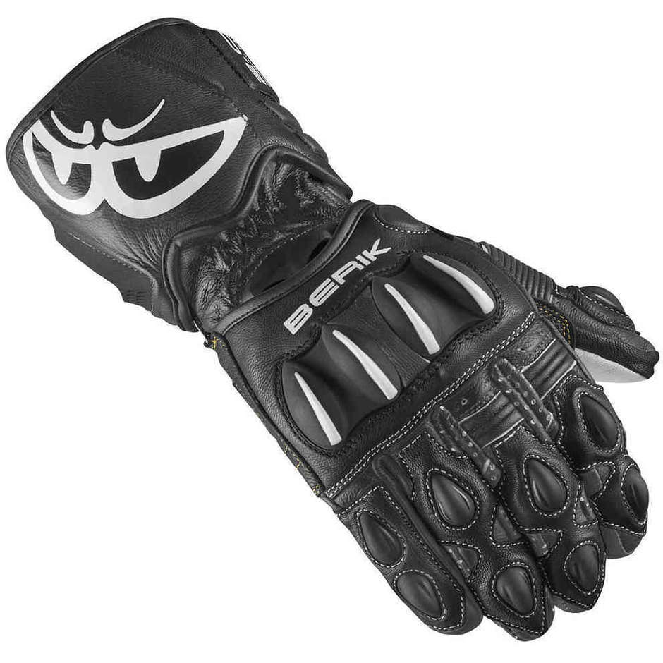 Motorcycle Racing Gloves In Berik 2.0 Leather 195106 Track Certified Black
