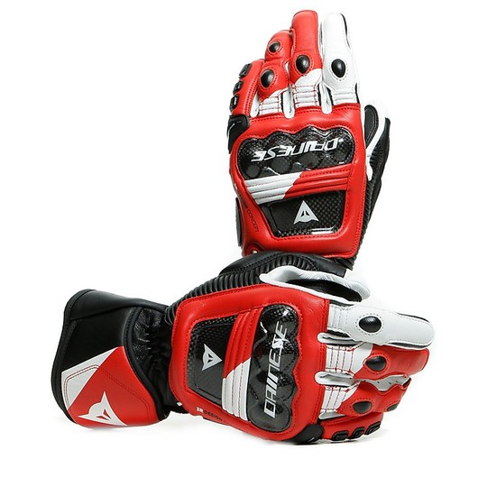 Motorcycle Racing Gloves in Dainese DRUID 3 Leather Black White Red