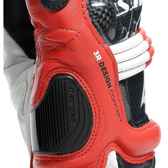 Motorcycle Racing Gloves in Dainese DRUID 3 Leather Black White Red