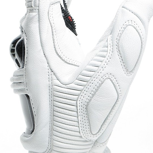 Motorcycle Racing Gloves in Dainese DRUID 3 White Leather