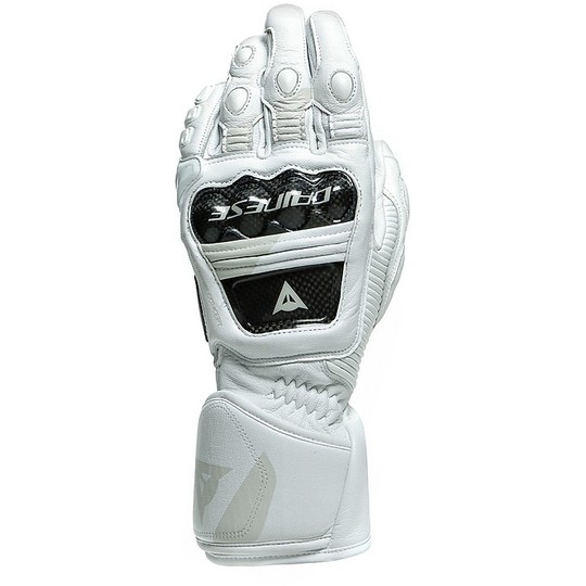Motorcycle Racing Gloves in Dainese DRUID 3 White Leather