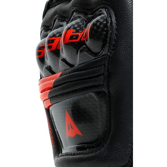 Motorcycle Racing Gloves in Dainese Leather DRUID 3 Black Red