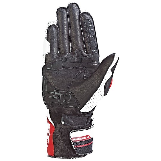 Motorcycle Racing Gloves Ixon RS Rallye HP Leather Black White Red