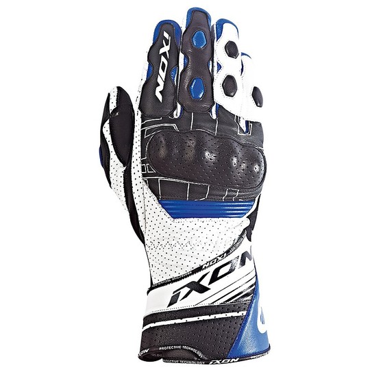 Motorcycle Racing Gloves Ixon RS Rallye HP Leather Black White