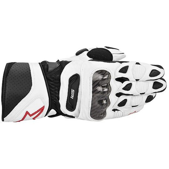 Motorcycle Racing Leather Gloves Alpinestars SP-1 White
